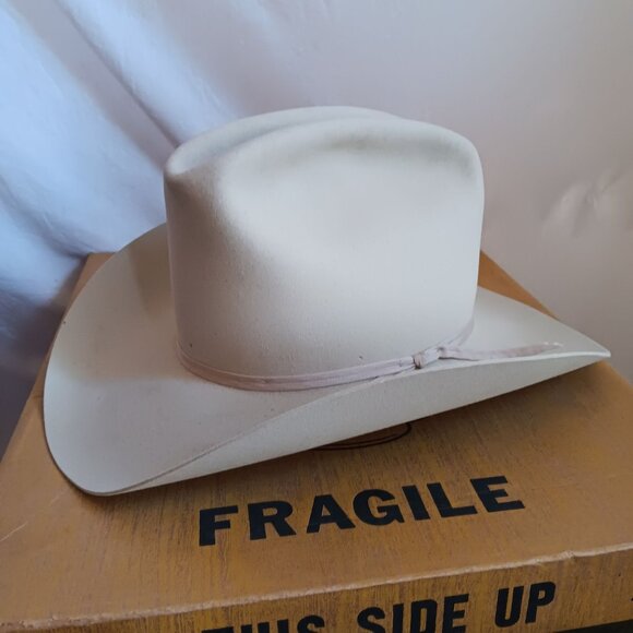 Men's Vintage American Hat Co. 7 1/8 Cream Western Cowboy Hat In Box - Picture 2 of 16